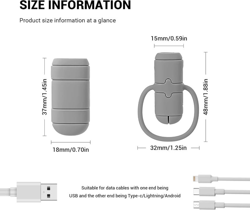 YIMATEECO Charger Cable Protector, 6Pcs Silicone Non-Slip USB Cord Savers, 2 in 1 Double-End Charging Cable End Protective Cover Storage & Anti-Break Compatible with USB-A Type-C (3 Colors, 3 Sets) - Image 2